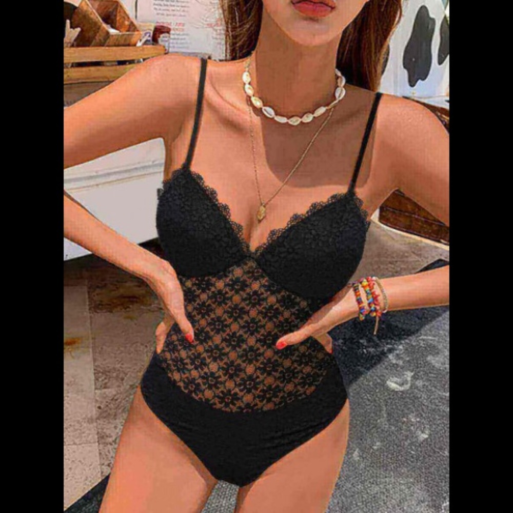 Guipure Lace W/ Baby Lace Hollowed out Doll House original Sexy Bodysuit